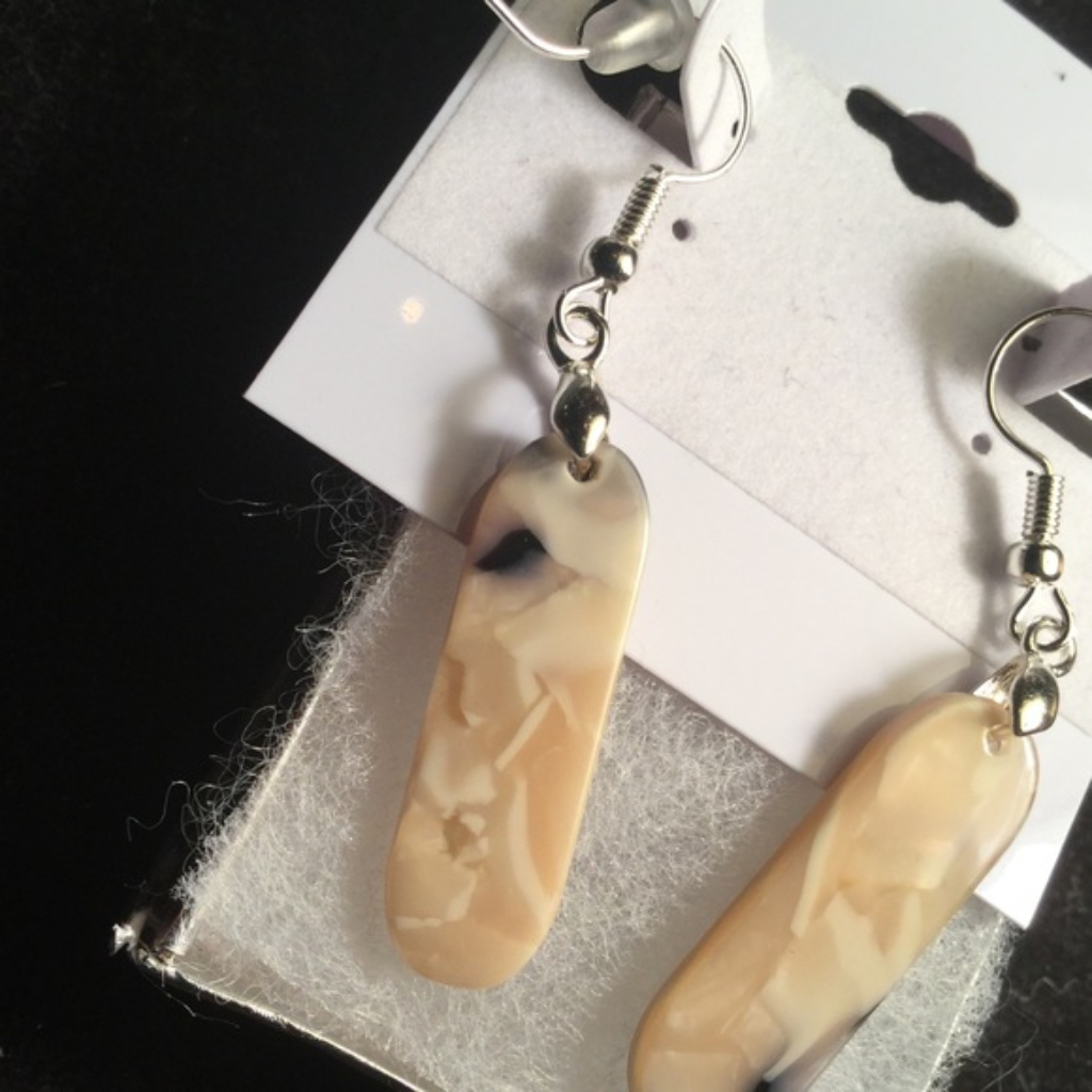 Host Pick- 18k Wg Plated Mosaic Resins Earrings